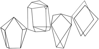 Vektör elmas taş takı mineral. İzole illüstrasyon öğesi. Geometrik kuvars çokgen kristal taş mozaik şekil Ametist mücevher.