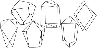Vektör elmas taş takı mineral. İzole illüstrasyon öğesi. Geometrik kuvars çokgen kristal taş mozaik şekil Ametist mücevher.