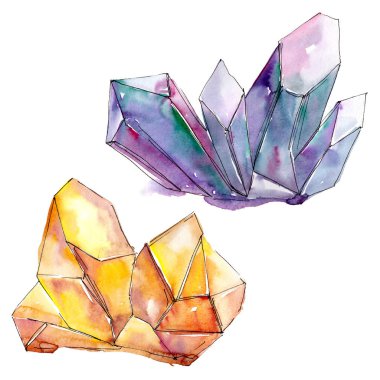 Mor ve turuncu elmas taş takı mineral. İzole illüstrasyon öğesi.
