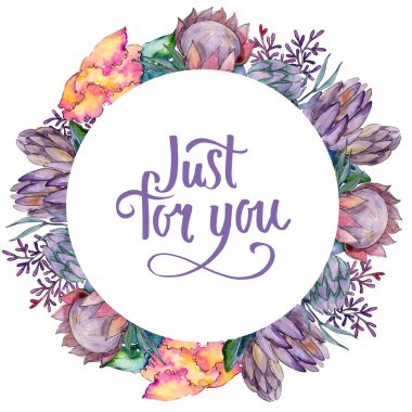 Sulu boya renkli buket çiçek. Çerçeve kenarlığı süsleme Meydanı.