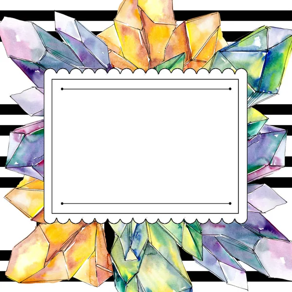 Colorful diamond rock jewelry mineral. Frame border ornament square.