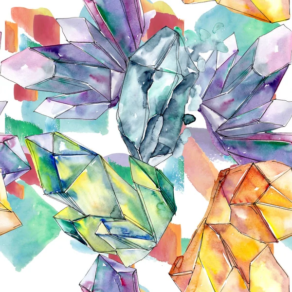 Colorato diamante minerale gioielli roccia. Modello di sfondo senza soluzione di continuità . — Foto Stock
