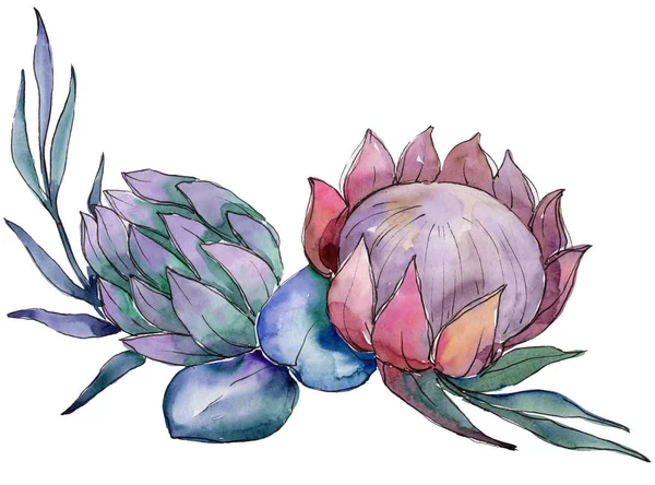 Fleurs de bouquet coloré aquarelle. Fleur botanique florale. Élément d'illustration isolé . — Photo