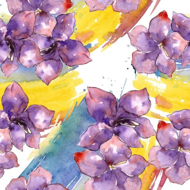 Suluboya mor amaryllis çiçek. Sorunsuz arka plan deseni.