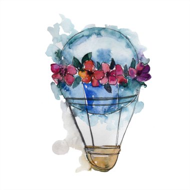 Sıcak hava balon arka plan fly hava taşıma illüstrasyon.