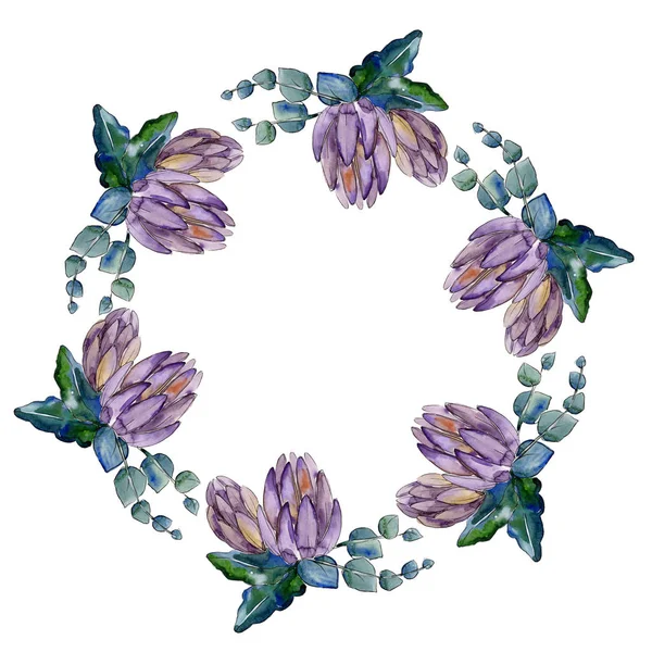 Aquarel kleurrijke boeket bloemen. Frame grens ornament vierkant. — Stockfoto