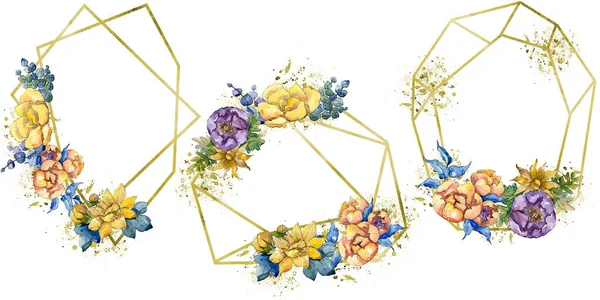Akwarela kolorowy bukiet kwiatów. Botaniczny kwiat kwiatowy. Element ilustracja na białym tle. — Zdjęcie stockowe