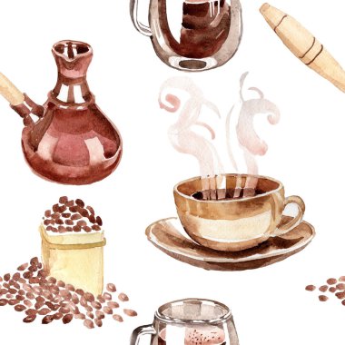 İzole bir suluboya tarzı kahve evi.