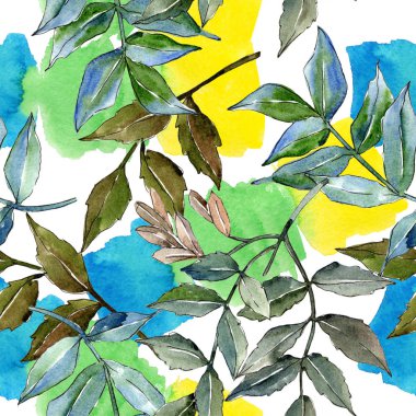 Yeşil kül bırakır. Yaprak bitki botanik bahçe çiçek yaprakları. Sorunsuz arka plan deseni.