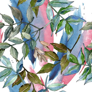 Yeşil kül bırakır. Yaprak bitki botanik bahçe çiçek yaprakları. Sorunsuz arka plan deseni.