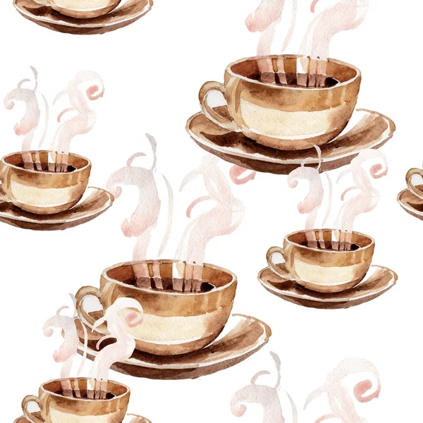 수채화 스타일에서 커피 하우스 패턴. — 스톡 사진