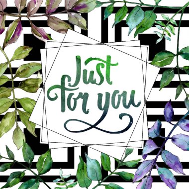 Yeşil kül bırakır. Yaprak bitki botanik bahçe çiçek yaprakları. Çerçeve kenarlığı süsleme Meydanı. Aquarelle yaprak için arka plan, doku, sarıcı desen, çerçeve veya kenarlık.