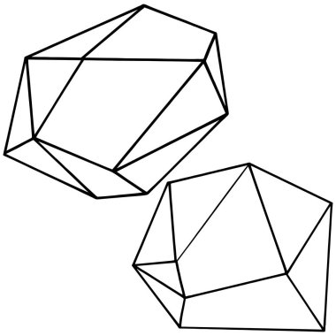 Vektör geometrik formu. İzole illüstrasyon öğesi. Geometrik kuvars çokgen kristal taş mozaik şekil Ametist mücevher.