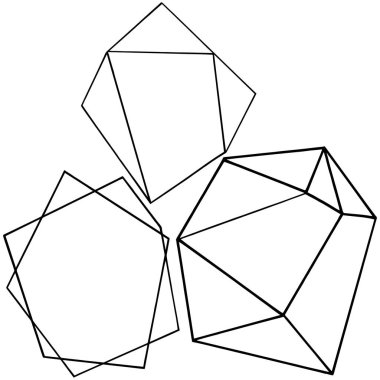 Vektör geometrik formu. İzole illüstrasyon öğesi. Geometrik kuvars çokgen kristal taş mozaik şekil Ametist mücevher.