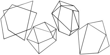 Vektör geometrik formu. İzole illüstrasyon öğesi. Geometrik kuvars çokgen kristal taş mozaik şekil Ametist mücevher.