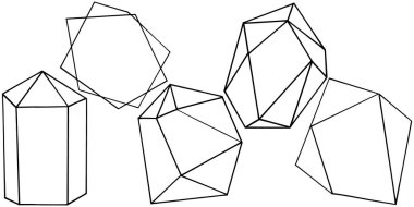 Vektör geometrik formu. İzole illüstrasyon öğesi. Geometrik kuvars çokgen kristal taş mozaik şekil Ametist mücevher.