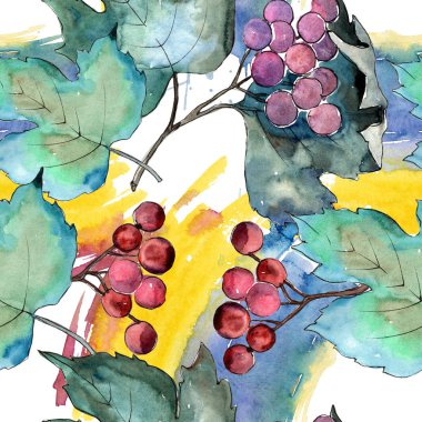 Renkli sonbahar vibirnum yaprağı. Yaprak bitki botanik bahçe çiçek yaprakları. Sorunsuz arka plan deseni. Kumaş duvar kağıdı yazdırma doku. Aquarelle yaprak için arka plan, doku, sarıcı desen.