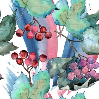 Renkli sonbahar vibirnum yaprağı. Yaprak bitki botanik bahçe çiçek yaprakları. Sorunsuz arka plan deseni. Kumaş duvar kağıdı yazdırma doku. Aquarelle yaprak için arka plan, doku, sarıcı desen.