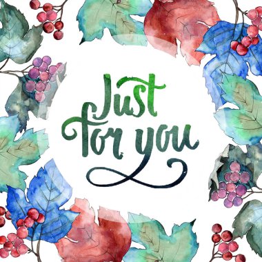 Renkli sonbahar vibirnum yaprağı. Yaprak bitki botanik bahçe çiçek yaprakları. Çerçeve kenarlığı süsleme Meydanı. Aquarelle yaprak için arka plan, doku, sarıcı desen, çerçeve veya kenarlık.