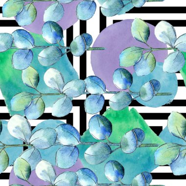 Sulu boya yeşil şimşir bırakır. Yaprak bitki botanik bahçe çiçek yaprakları. Sorunsuz arka plan deseni. Kumaş duvar kağıdı yazdırma doku. Aquarelle yaprak için arka plan, doku, sarıcı desen.