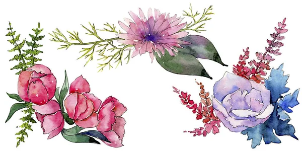 Akvarell Rosa Bukett Blomma Blommig Botaniska Blomma Isolerade Illustration Element — Stockfoto