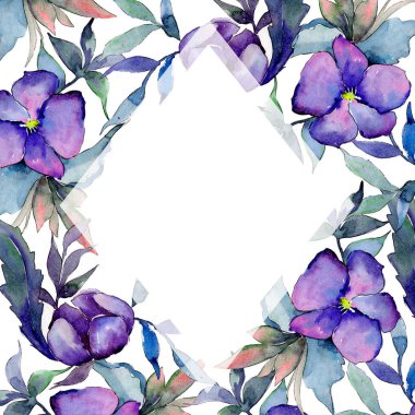 Sulu boya renkli buket çiçek. Botanik çiçek. Çerçeve kenarlığı süsleme Meydanı... Arka plan, doku, sarıcı desen, çerçeve veya kenarlık için Aquarelle kır çiçeği.