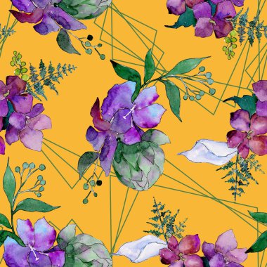 Suluboya mavi ve mor çiçekler. Botanik çiçek. İzole illüstrasyon öğesi. Arka plan, doku, sarıcı desen, çerçeve veya kenarlık için Aquarelle kır çiçeği.