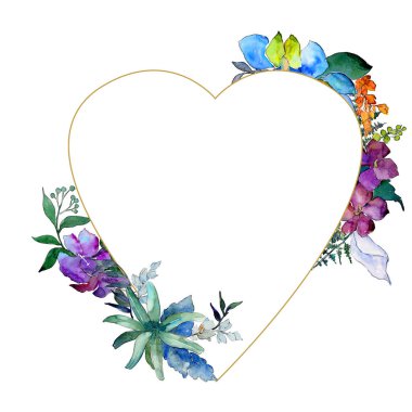 Suluboya mavi ve mor çiçekler. Botanik çiçek. İzole illüstrasyon öğesi. Arka plan, doku, sarıcı desen, çerçeve veya kenarlık için Aquarelle kır çiçeği.