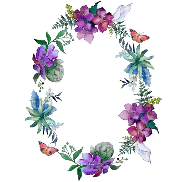 Акварельні Сині Фіолетові Квіти Квіткова Ботанічна Квітка Ізольований Елемент Ілюстрації — стокове фото