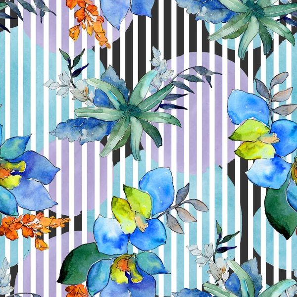 Suluboya Mavi Mor Çiçekler Botanik Çiçek Zole Illüstrasyon Öğesi Arka — Stok fotoğraf