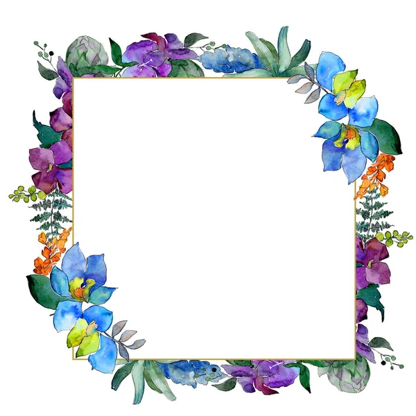 Acquerello Fiori Blu Viola Fiore Botanico Floreale Elemento Illustrazione Isolato — Foto Stock