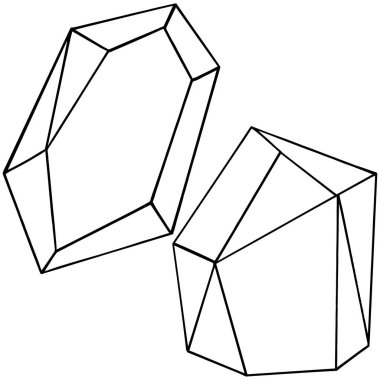 Vektör elmas taş takı mineral. İzole illüstrasyon öğesi. Geometrik kuvars çokgen kristal taş mozaik şekil Ametist mücevher.