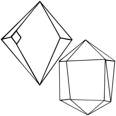 Vektör elmas taş takı mineral. İzole illüstrasyon öğesi. Geometrik kuvars çokgen kristal taş mozaik şekil Ametist mücevher.