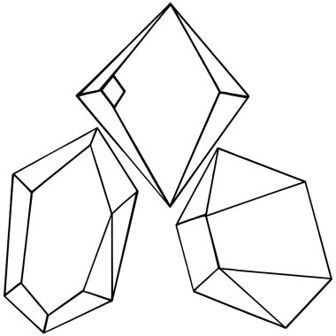 Vektör elmas taş takı mineral. İzole illüstrasyon öğesi. Geometrik kuvars çokgen kristal taş mozaik şekil Ametist mücevher.