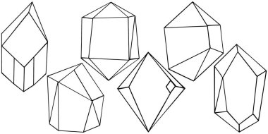 Vektör elmas taş takı mineral. İzole illüstrasyon öğesi. Geometrik kuvars çokgen kristal taş mozaik şekil Ametist mücevher.