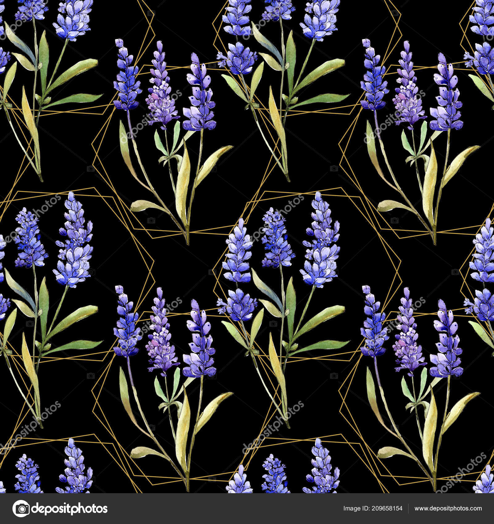 水彩紫ラベンダーの花 花植物の花 シームレスな背景パターン 壁紙印刷