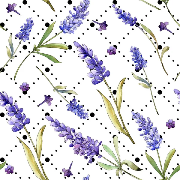 Acuarela Flores Lavanda Púrpura Flor Botánica Floral Patrón Fondo Sin — Foto de Stock