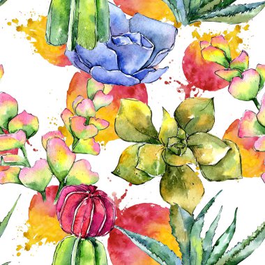 Egzotik tropik bitki hawaiian yaz. Bitki beach ağaç orman botanik etli yaprak. Sorunsuz arka plan deseni. Aquarelle kır çiçeği için arka plan, doku, sarıcı desen, çerçeve veya kenarlık.