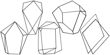 Vektör elmas taş takı mineral. İzole illüstrasyon öğesi. Geometrik kuvars çokgen kristal taş mozaik şekil Ametist mücevher.