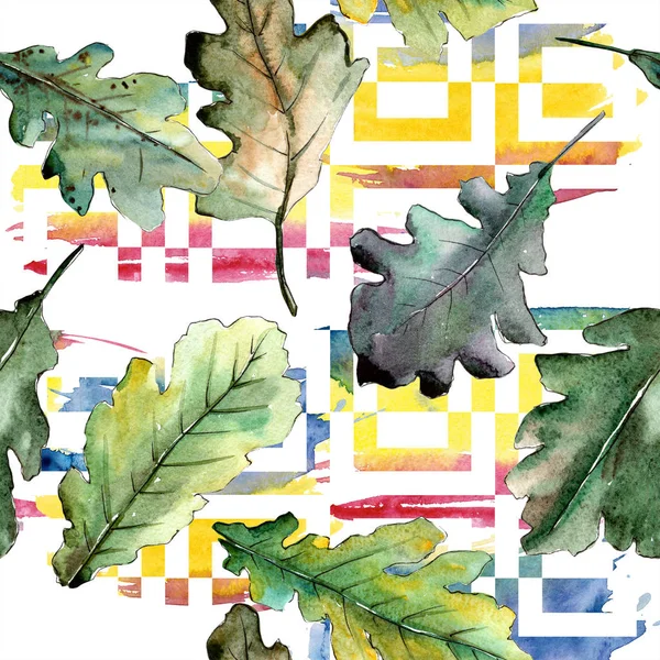 Осенний лист зеленого дуба. Цветочная листва ботанического сада. Бесшовный рисунок фона . — стоковое фото