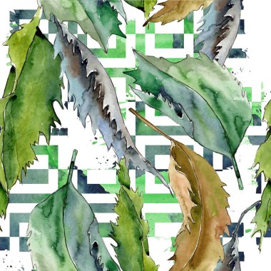 Tatlı kestane bırakır. Yaprak bitki botanik bahçe çiçek yaprakları. Sorunsuz arka plan deseni. Kumaş duvar kağıdı yazdırma doku. Aquarelle yaprak için arka plan, doku, sarıcı desen.