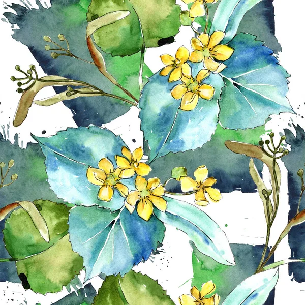 Akvarell Linden Gröna Blad Leaf Växt Botaniska Trädgård Blommig Bladverk — Stockfoto