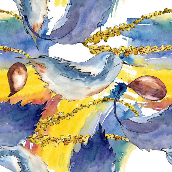 甜栗子叶 叶植物植物园花叶 无缝的背景图案 织物墙纸打印纹理 包装图案的水彩画叶 — 图库照片