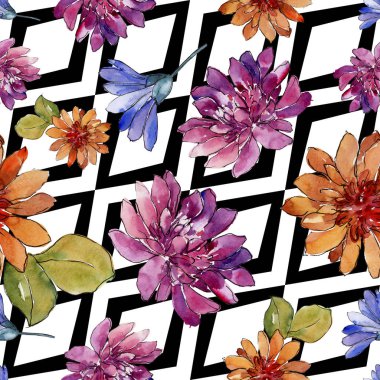 Sulu boya renkli güller çiçek. Botanik çiçek. Sorunsuz arka plan deseni. Kumaş duvar kağıdı yazdırma doku. Arka plan, doku, sarmalayıcı patternr Aquarelle kır çiçeği.