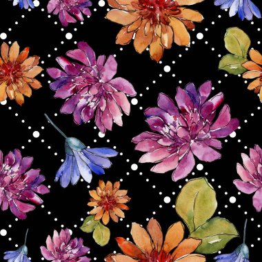 Sulu boya renkli güller çiçek. Botanik çiçek. Sorunsuz arka plan deseni. Kumaş duvar kağıdı yazdırma doku. Arka plan, doku, sarmalayıcı patternr Aquarelle kır çiçeği.