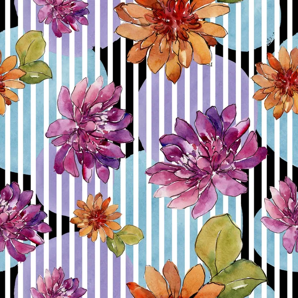 Aquarel Kleurrijke Afrikaanse Daisy Bloem Floral Botanische Bloem Naadloze Achtergrondpatroon — Stockfoto