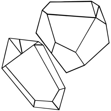 Vektör elmas taş takı mineral. İzole illüstrasyon öğesi. Geometrik kuvars çokgen kristal taş mozaik şekil Ametist mücevher.
