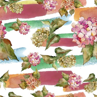 Suluboya kırmızı ve sarı gortenzia çiçek. Sorunsuz arka plan deseni. Kumaş duvar kağıdı yazdırma doku. Arka plan, doku, sarıcı desen, çerçeve veya kenarlık için Aquarelle kır çiçeği.