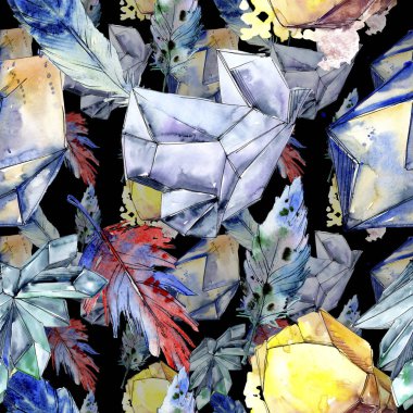 Renkli elmas taş takı mineral. Sorunsuz arka plan deseni. Kumaş duvar kağıdı yazdırma doku. Geometrik kuvars çokgen kristal taş mozaik şekil Ametist mücevher.