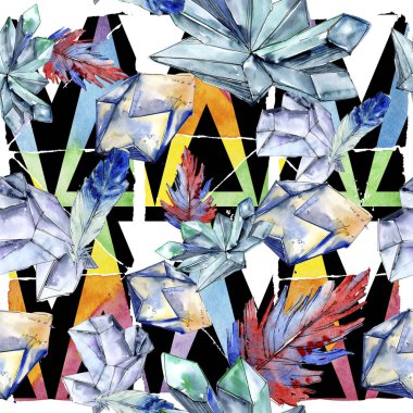 Renkli elmas taş takı mineral. Sorunsuz arka plan deseni. Kumaş duvar kağıdı yazdırma doku. Geometrik kuvars çokgen kristal taş mozaik şekil Ametist mücevher.